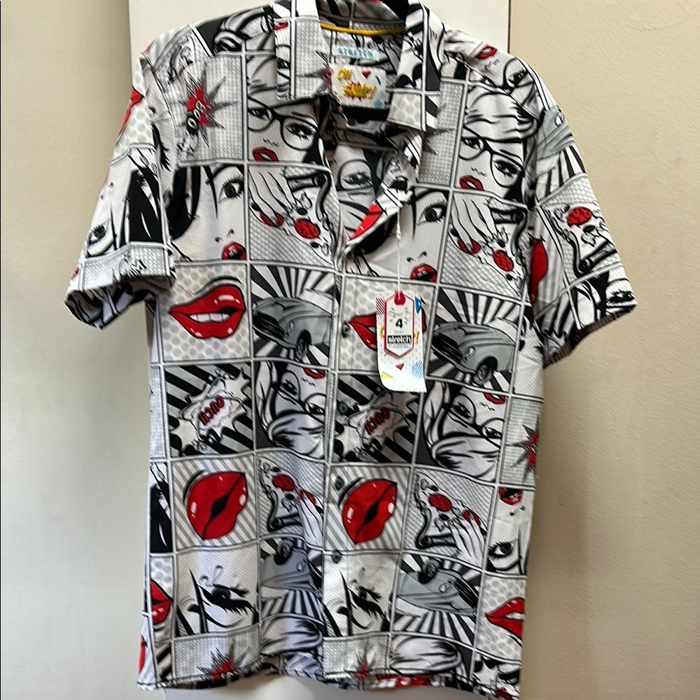 Oh Snap Lichtenstein comic Casual Button Down Shirt medium
